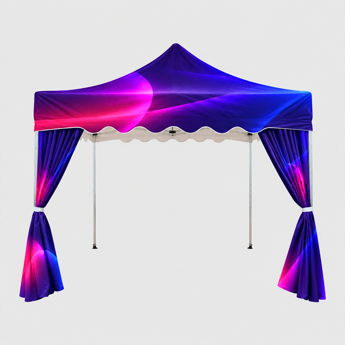 Tente pliante 3m x 3m avec volants festonnés et rideaux