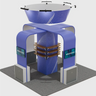6x6m Island Booth with TV Arches, Cubic Tower & 12 Shelves