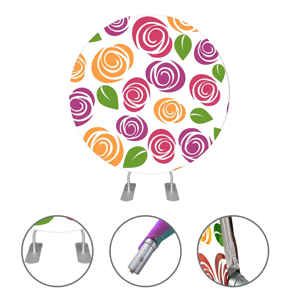 Support de toile de fond circulaire (diamètre 2 m) pour décorations de mariage et d'anniversaire