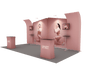 6x3m Booth Kit with Inclined & Curved Walls, 2 Counters & TVs