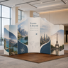 Mur de stand en tissu magnétique 5x5m avec panneaux incurvés et inclinés