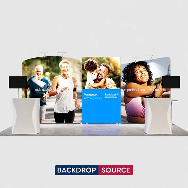 Kit de stand arche incurvée 3x6m avec 2 comptoirs LED