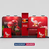 3x6m Booth Kit with 4.9m Backwall, Curved TV Wall & 2 Counters