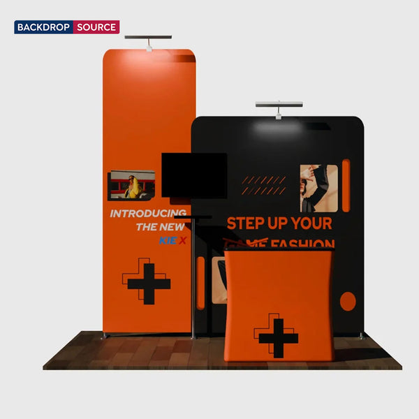 Kit de stand 3x3m avec murs droits hauts et larges, comptoir et TV