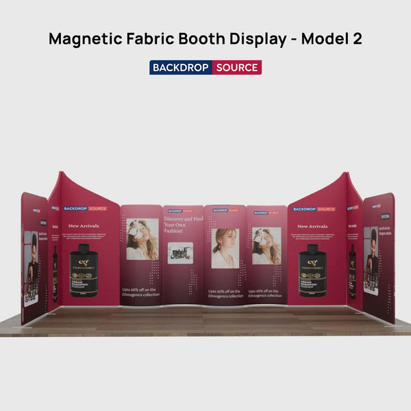 Mur de stand en tissu magnétique 6x6 m avec 10 panneaux incurvés et inclinés