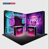 L-Shaped Illuminated Media Wall Set with Counters for 3x3m Booths