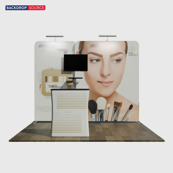 Kit de stand droit 3x3m avec comptoir et support TV