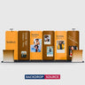 Kit de stand courbe magnétique 3x6m avec 2 comptoirs