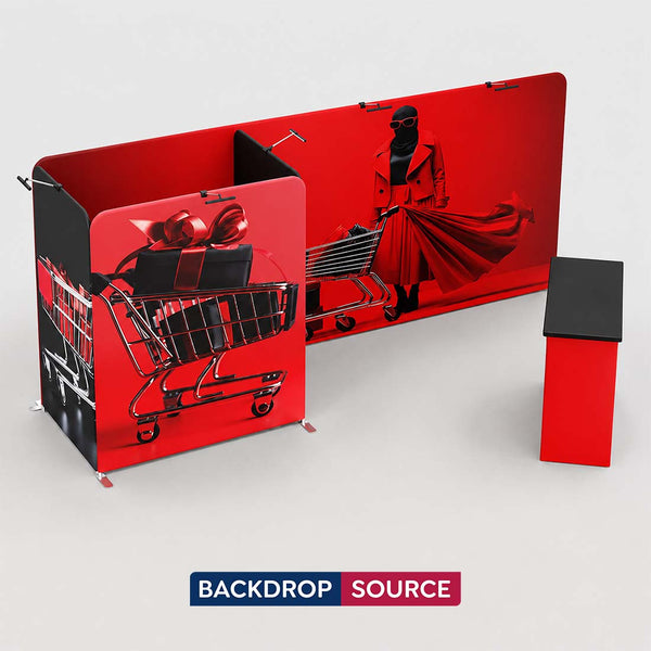 Kit de stand fermé 3x6m avec mur de fond 6m et comptoir parapluie