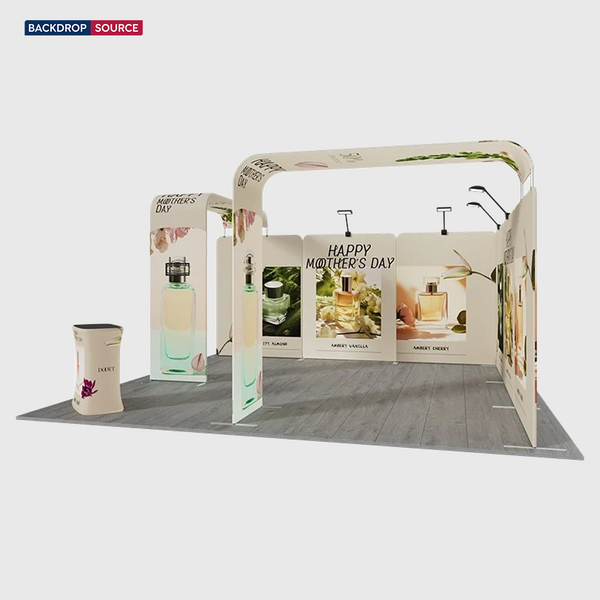 Kit de stand magnétique 6x6m avec 2 écrans TV et comptoir