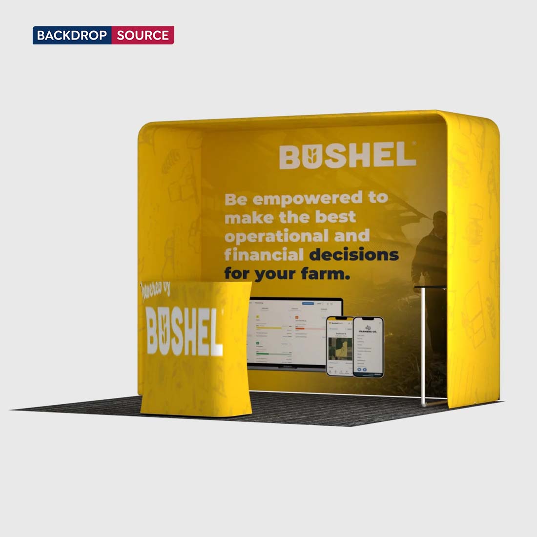 Kit de stand arche carrée 3x3m avec étagères et comptoir