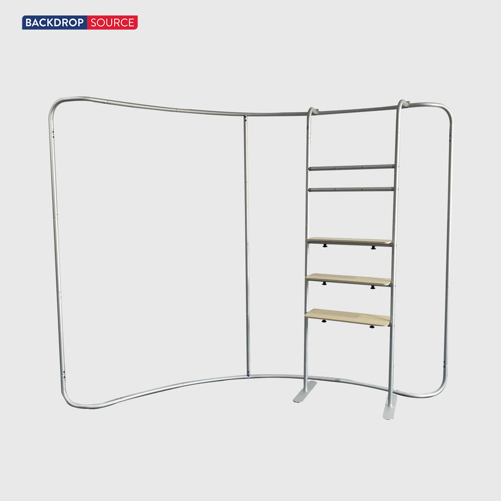 Kit de stand 3x3m avec paroi incurvée, tour porte-écran TV et bannière