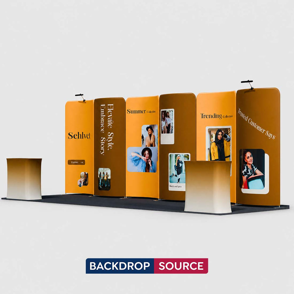 Kit de stand courbe magnétique 3x6m avec 2 comptoirs