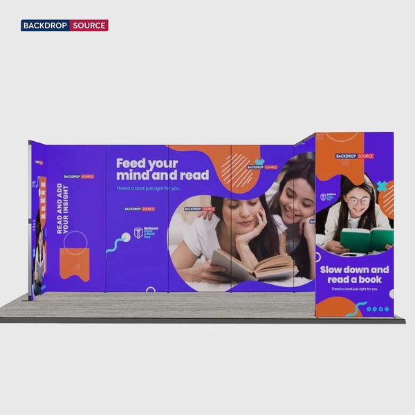 Kit de stand pliable SEG de 6 m avec arche et paroi latérale d'angle