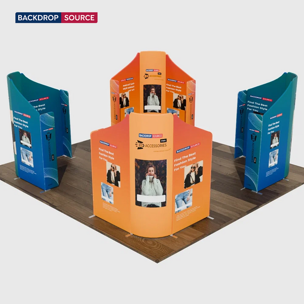 Mur de stand en tissu magnétique de 6x6 m avec 20 panneaux mixtes