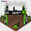 6x6m Island Booth with 3D Wall Boxes, 4 Counters & iPad Stands