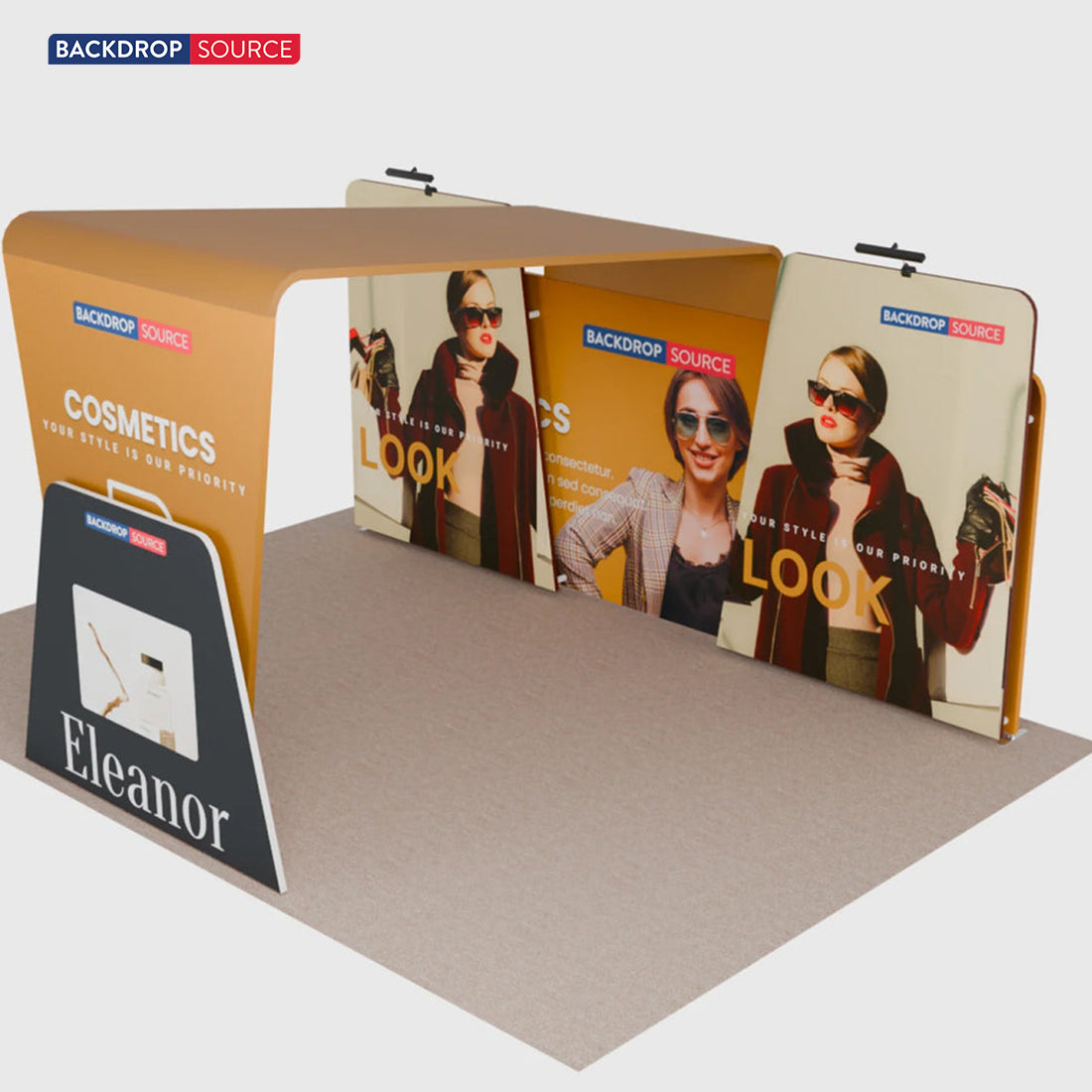 6x3m Booth Kit with 6m Backwall, Overlap Stands & Arch