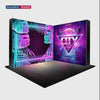 L-Shaped Illuminated Media Wall Set with Counters for 3x3m Booths