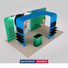 Kit de stand magnétique 3x6 m avec 2 tours présentoirs en L pour TV et comptoir