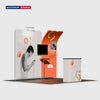 3x3m Booth Kit with Curved & Tall Straight Walls, Counter & TV