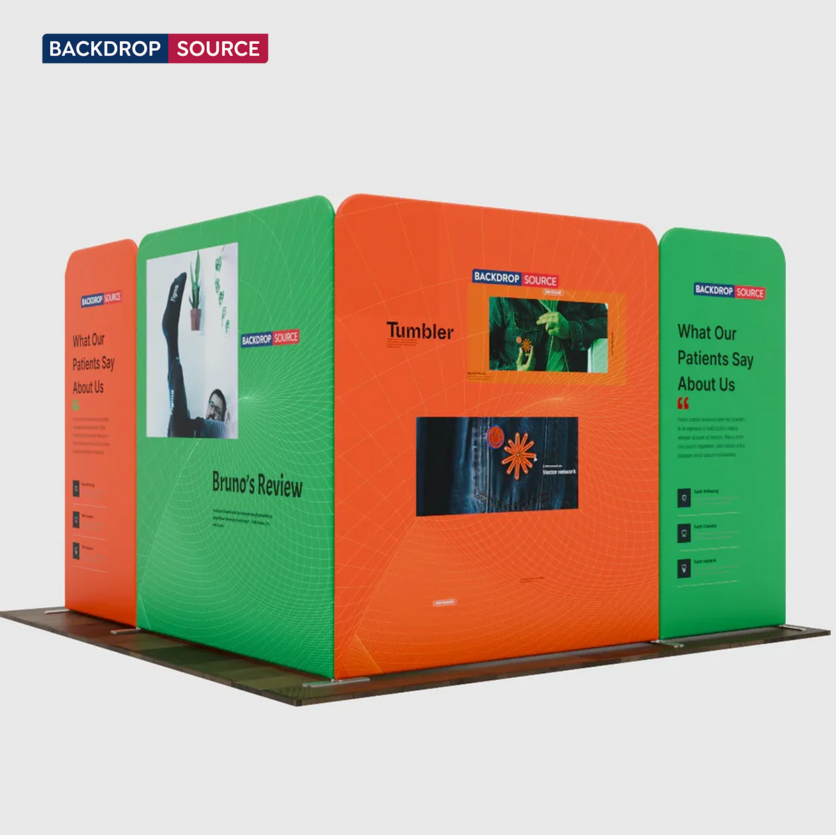 Mur de stand en tissu magnétique 3x3m avec 6 panneaux droits
