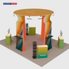 6x6m Island Booth with Round Overhead Ring & Shelf Towers