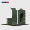 3x3m Booth Kit with S-Curve Wall & Sloped Arch, Counter & TV