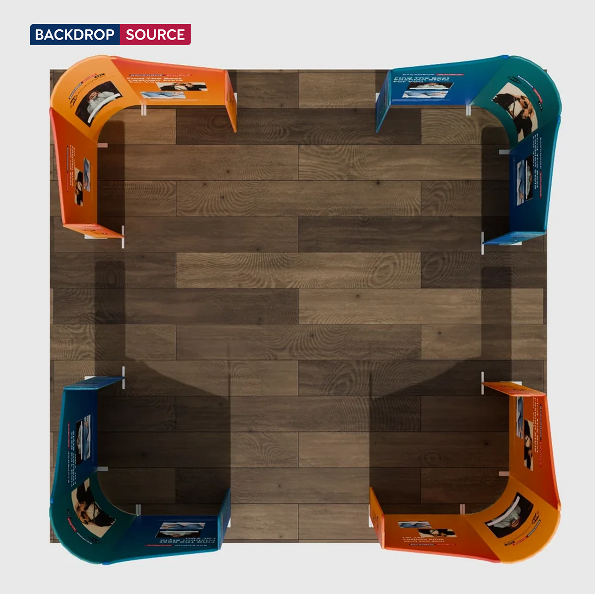 Mur de stand en tissu magnétique de 6x6 m avec 20 panneaux mixtes