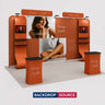Kit de stand 3x6m avec mur de fond 6m, étagères TV en cascade et comptoirs