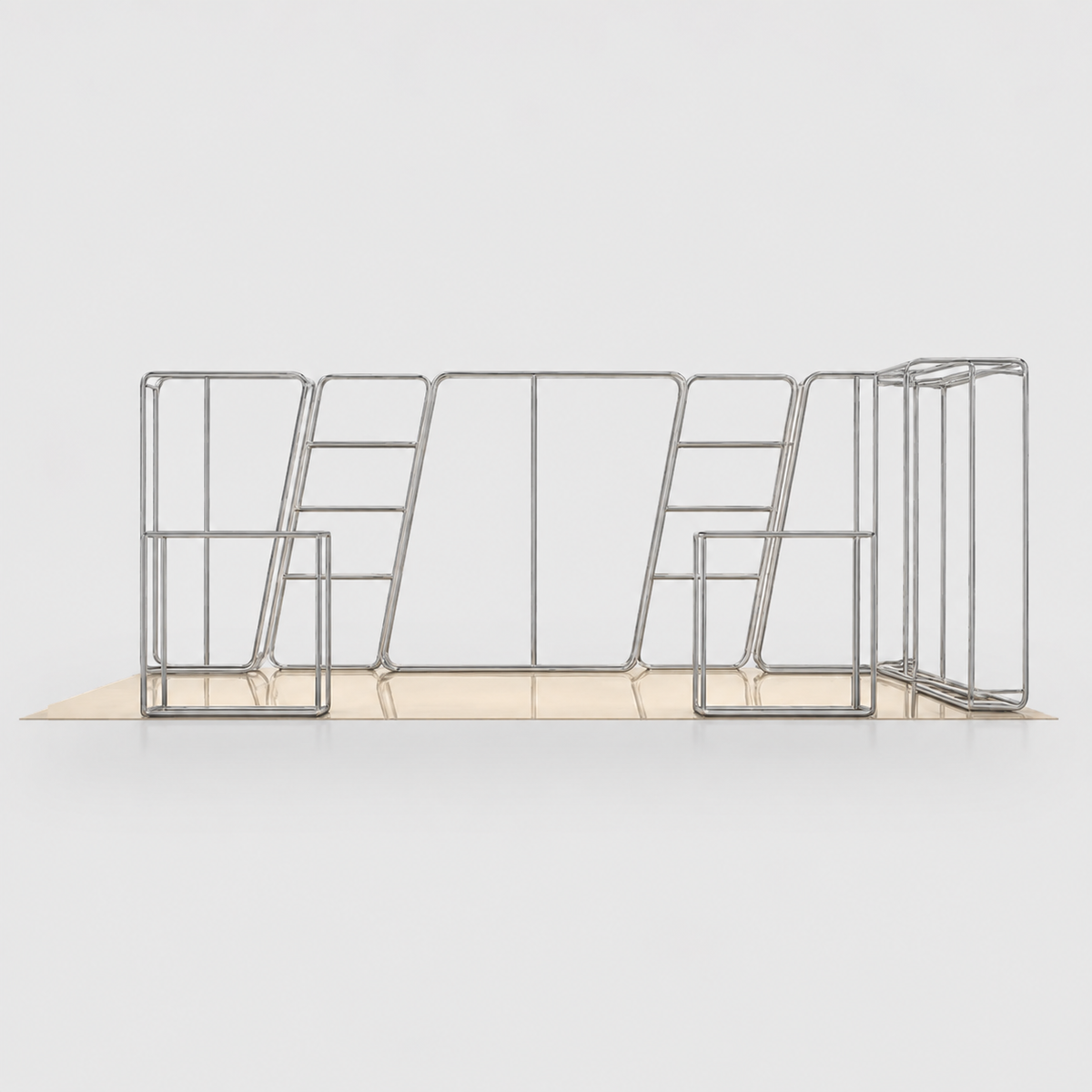 Kit de stand 3D trapézoïdal 3x6m avec étagères et 2 comptoirs