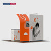 3x3m Booth Kit with Curved & Tall Straight Walls, Counter & TV