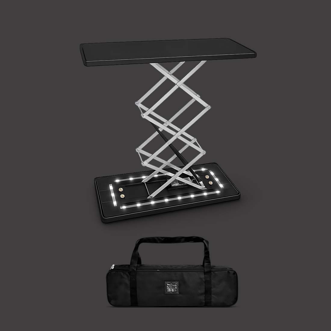 Comptoir pliable rectangulaire en tissu rétroéclairé