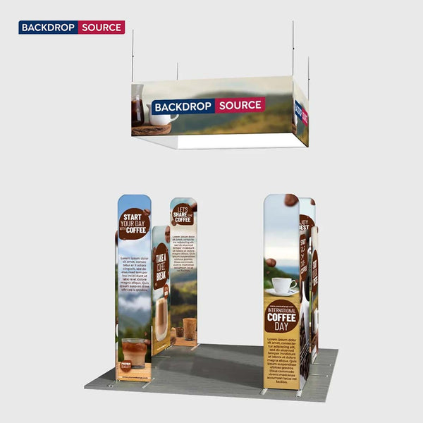 Kit de stand magnétique 3x3m avec bannière suspendue sur 4 côtés