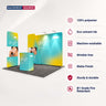 Kit de stand 3x3m avec paroi droite, présentoir en surplomb et bannière