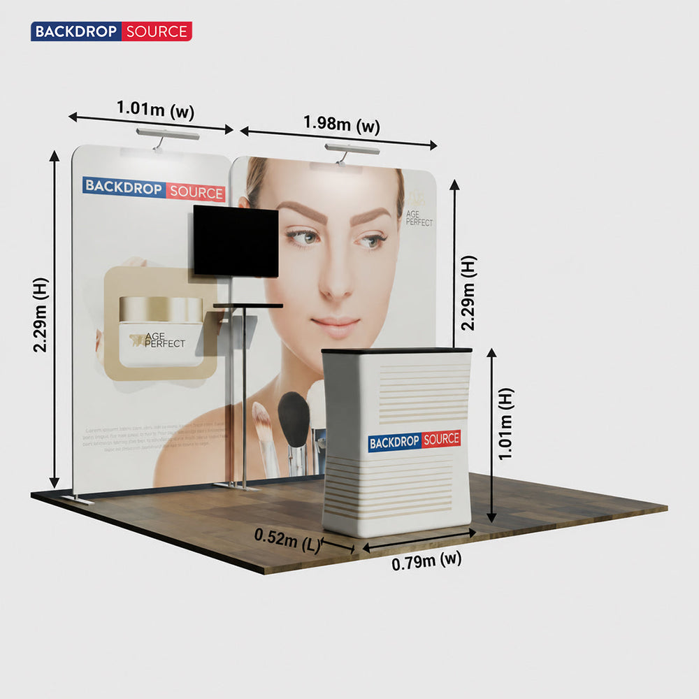 Kit de stand droit 3x3m avec comptoir et support TV