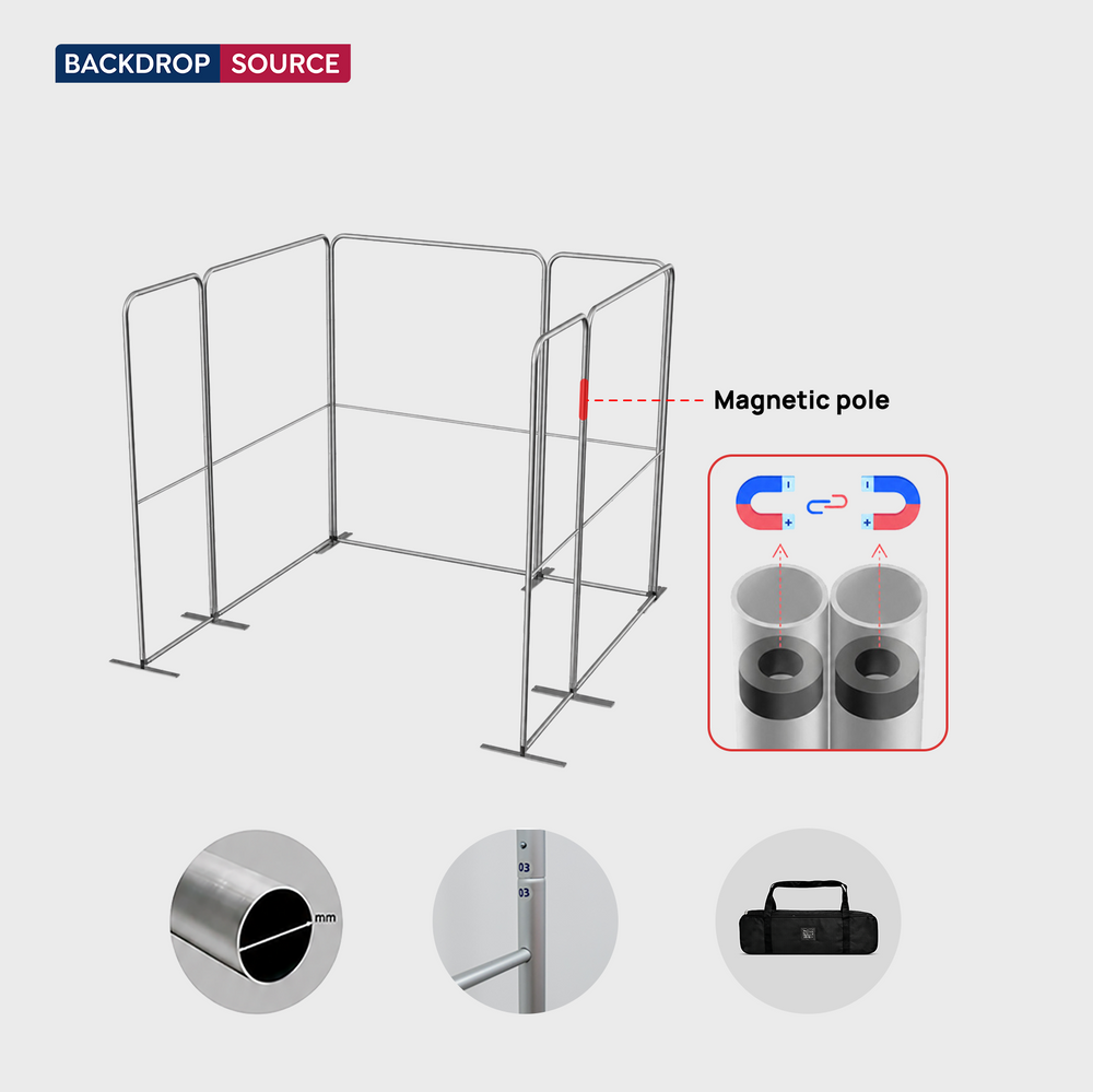Mur de stand en tissu magnétique 3x3m avec 6 panneaux droits