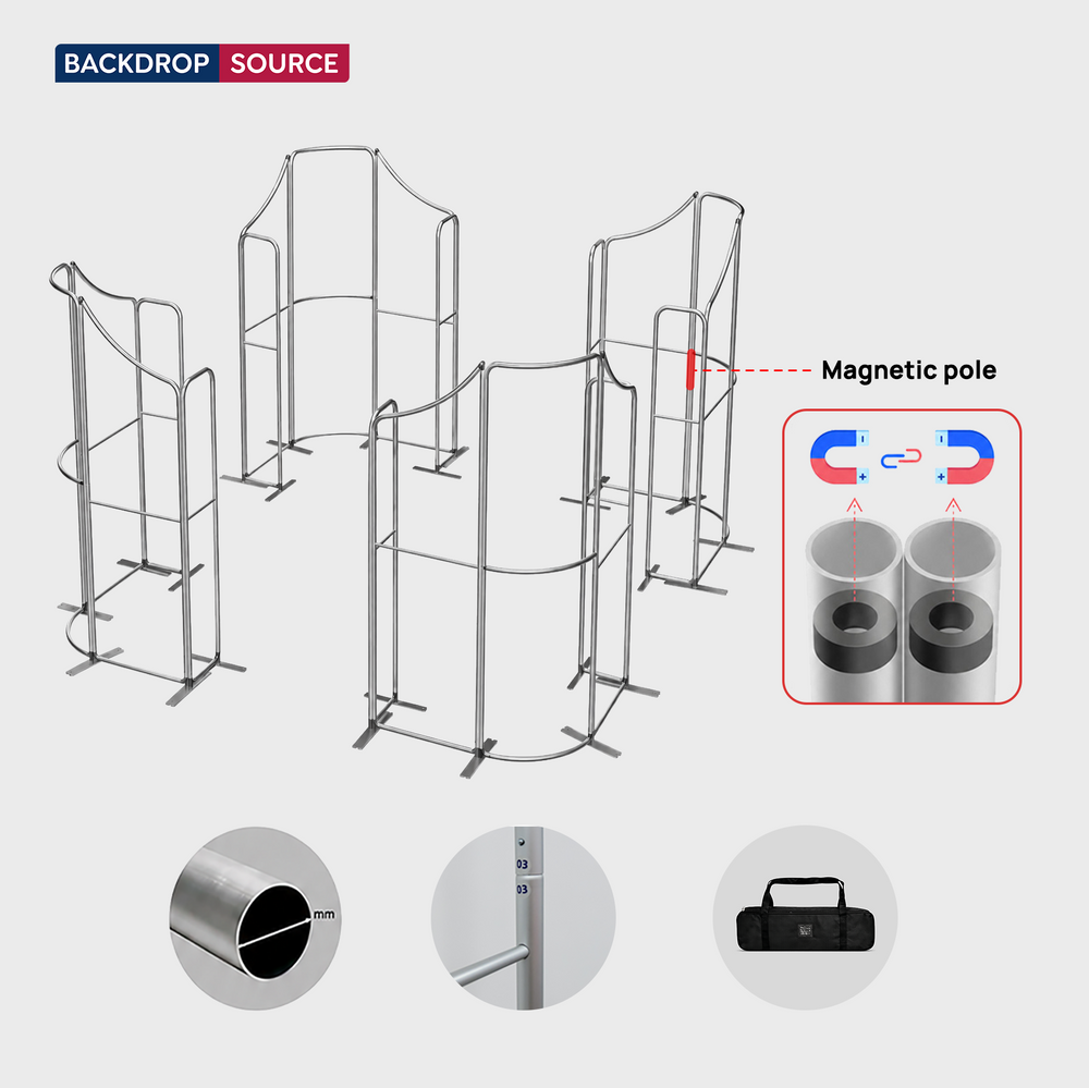 Mur de stand en tissu magnétique de 6x6 m avec 20 panneaux mixtes