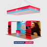 Kit de stand 3x6m avec 2 tours TV en L et bannière suspendue