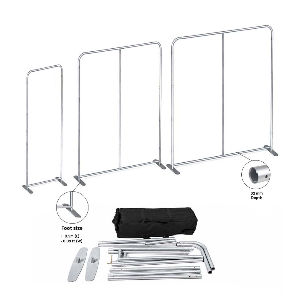 Stand d'exposition portable en tissu, hauteur 2,5 m