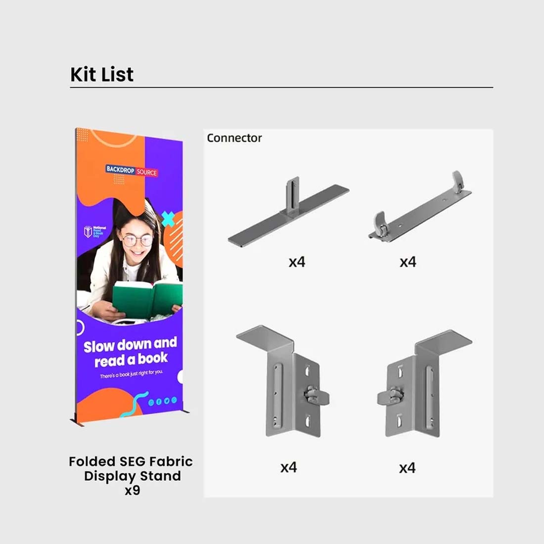 Kit de stand pliable SEG de 6 m avec arche supérieure