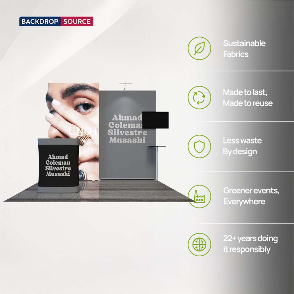 Kit de stand rétroéclairé SEG 3x3m avec mur TV et comptoir LED