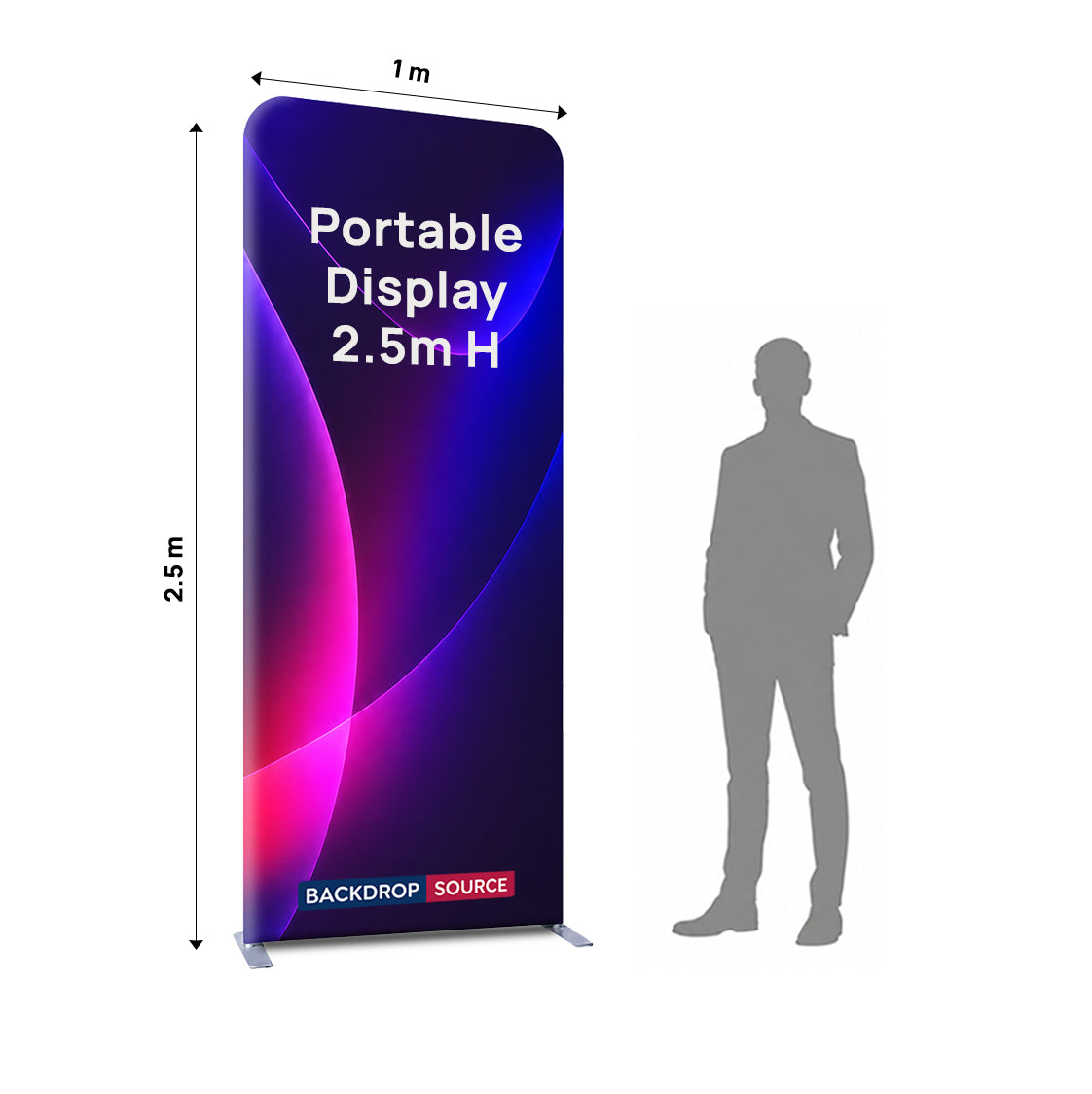 Stand d'exposition portable en tissu, hauteur 2,5 m