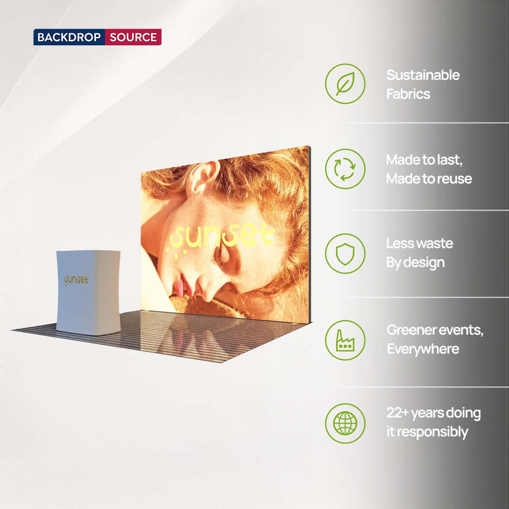 Mur rétroéclairé SEG 3x3m avec comptoir LED