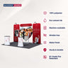 Kit de stand 3x3m avec fond en forme de cœur et 2 comptoirs ovales