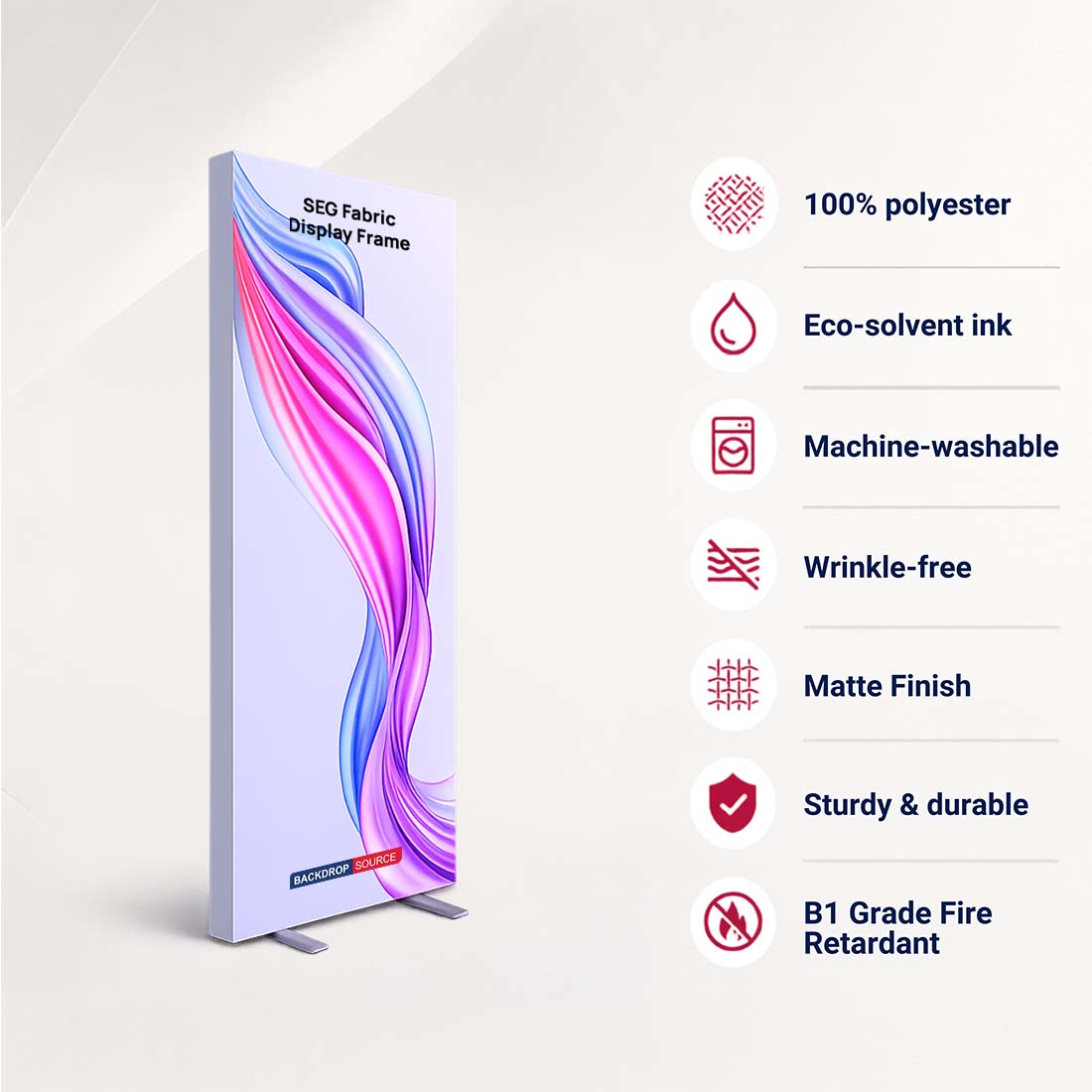 Cadre pour visuel textile SEG non rétroéclairé - Profilé en aluminium de 120 mm de profondeur