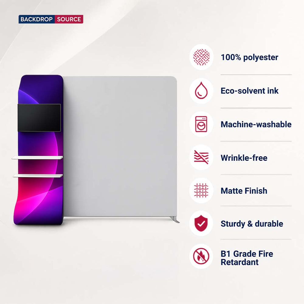 Présentoir en cascade pour commerce avec support TV et étagères de rangement