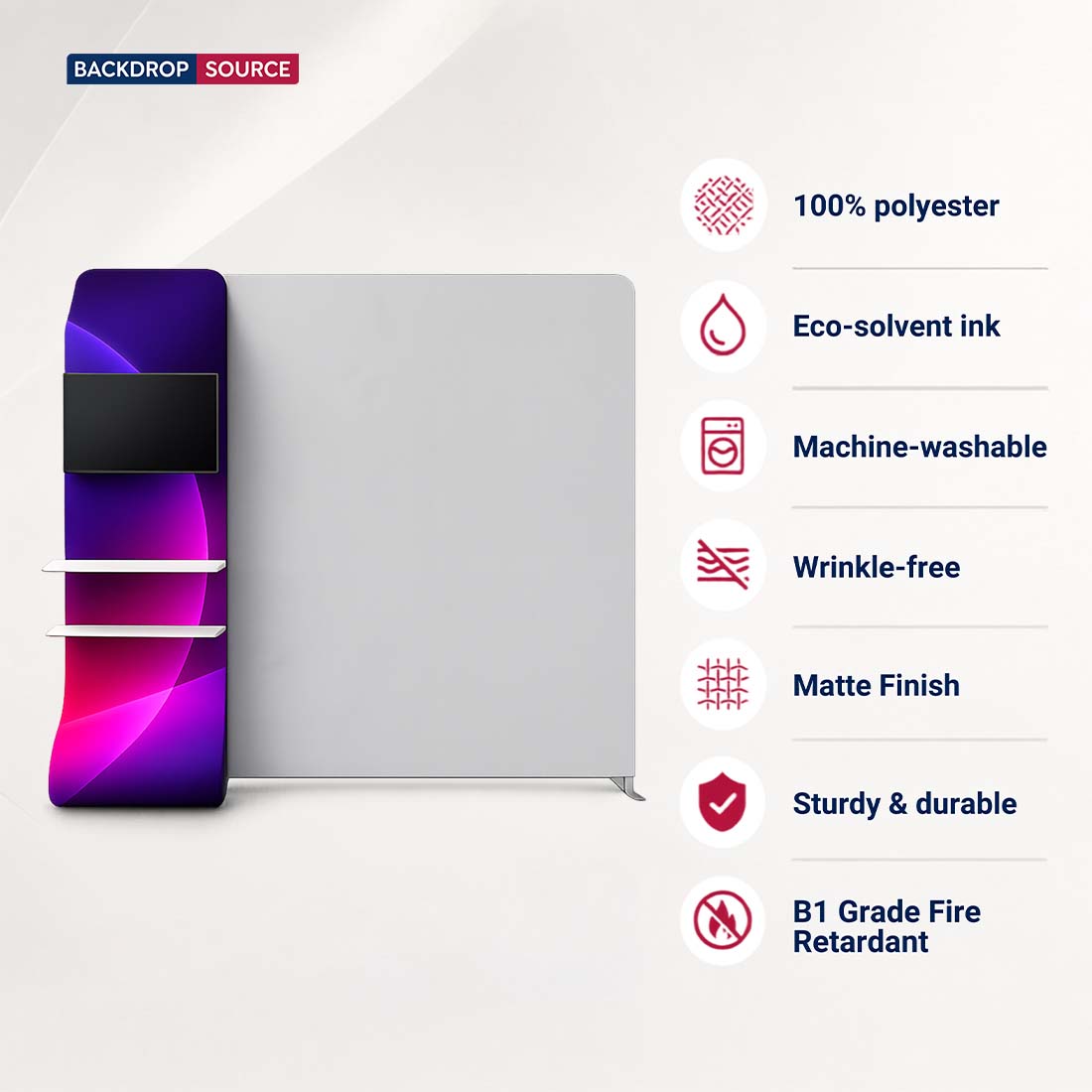 Présentoir en cascade pour commerce avec support TV et étagères de rangement