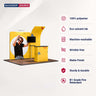 Kit stand 3x3m avec murs courbes et droits, comptoir et support TV