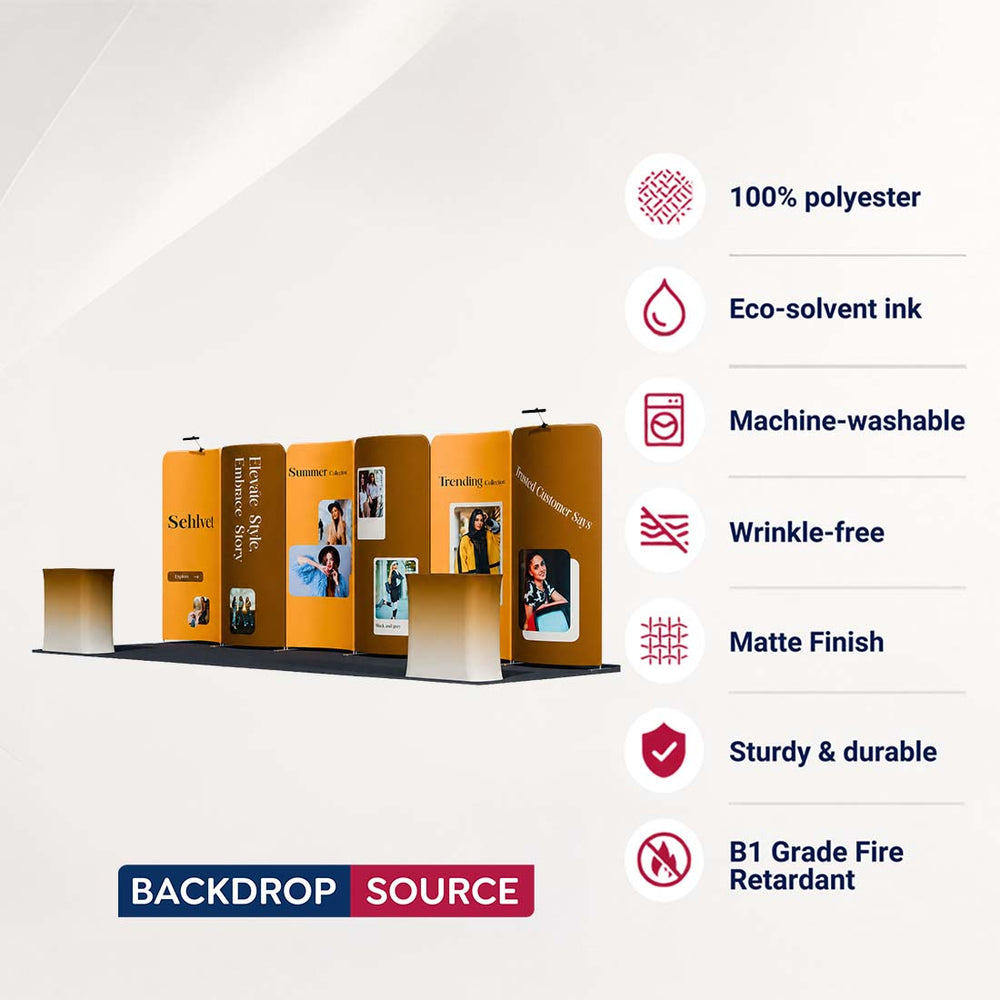Kit de stand courbe magnétique 3x6m avec 2 comptoirs