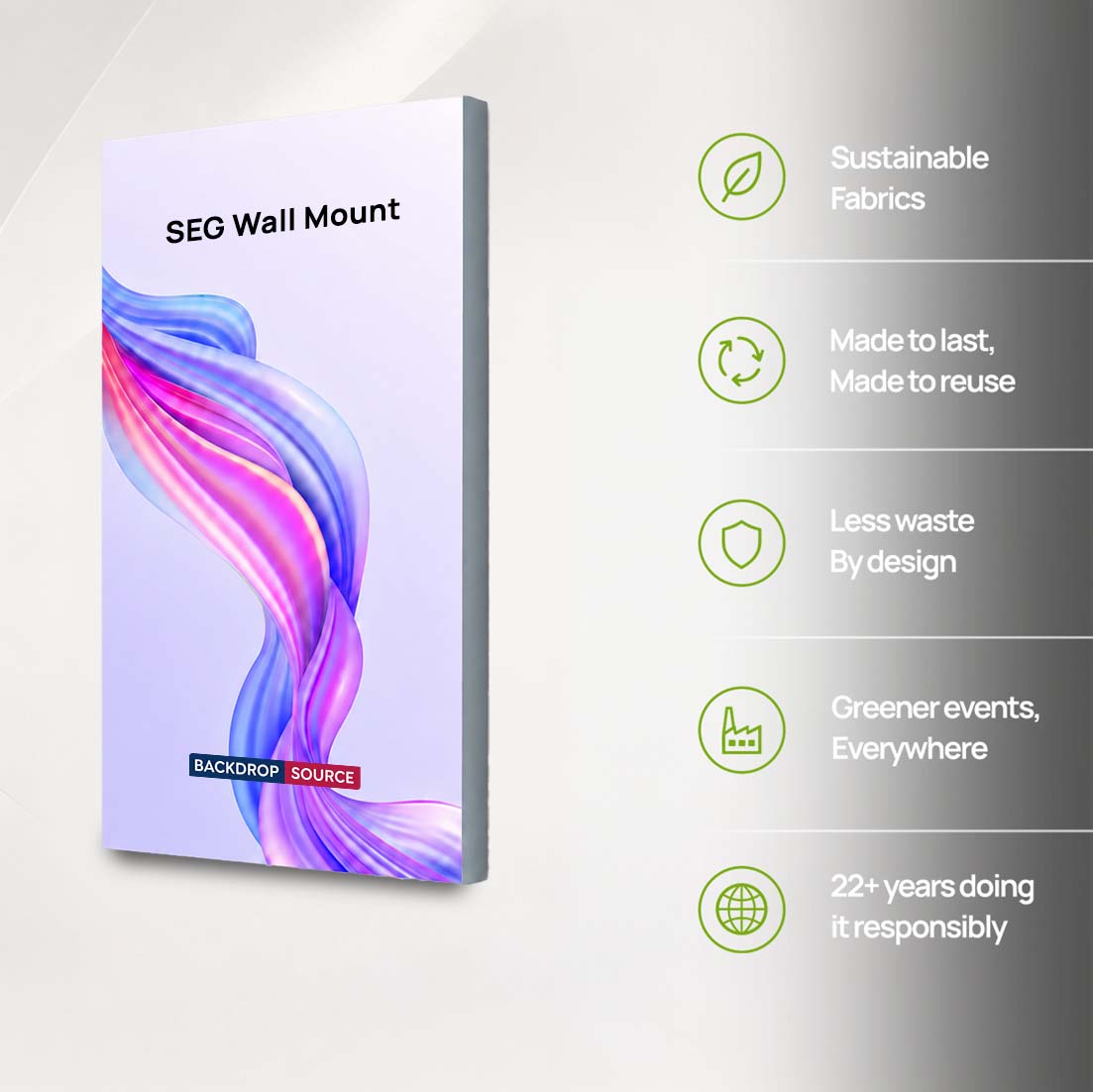 Non-Backlit Wall-Mounted SEG Fabric display - 20mm Depth